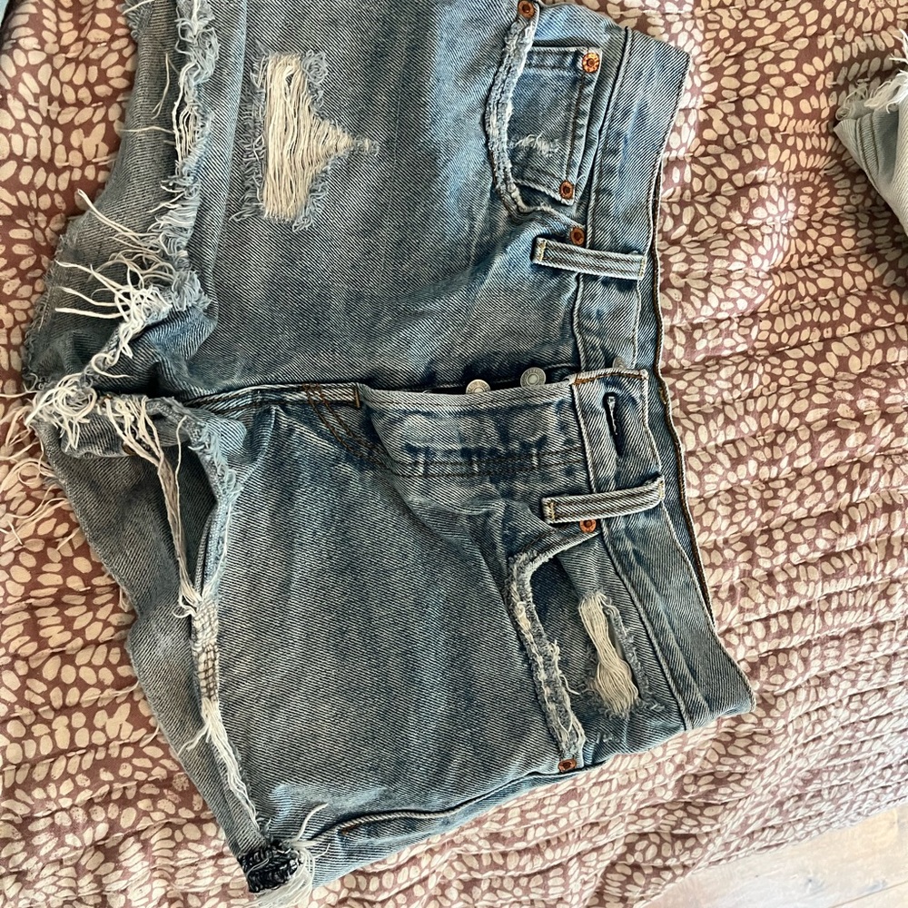 Levi's Blue Distressed Jean Shorts